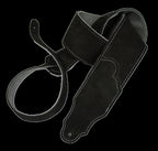 Franklin 2.5 Inch Black Suede with Silver Stitching Guitar Strap