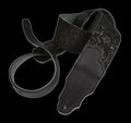 Franklin 2.5 Inch Black Embossed Suede with Black End Tab Guitar Strap