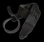 Franklin 2.5 Inch Black Embossed Suede with Black End Tab Guitar Strap