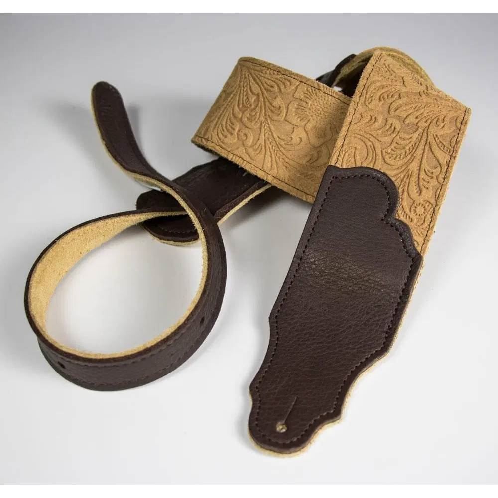 Franklin 2.5 Inch Honey Embossed Guitar Strap