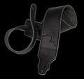 Franklin 3 Inch Black Leather with Black Stitching Guitar Strap