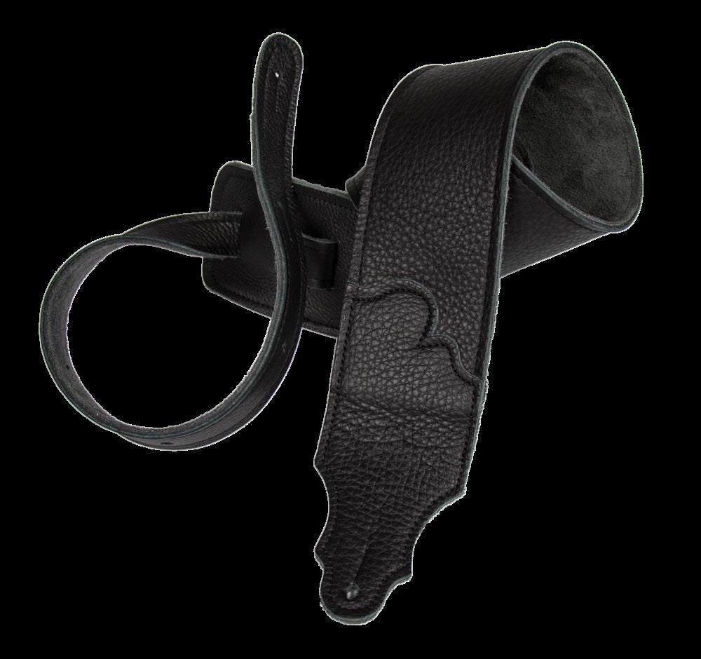Franklin 3 Inch Black Leather with Black Stitching Guitar Strap