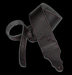 Franklin 3 Inch Black Leather with Red Stitching Guitar Strap