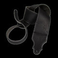 Franklin 3 Inch Black Leather with Silver Stitching Guitar Strap