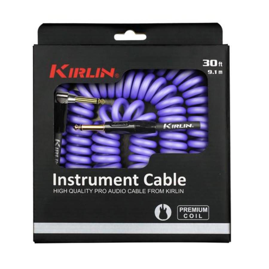 Kirlin IPK222PU 30ft Premium Coil Purple Guitar Cable RA - Straight
