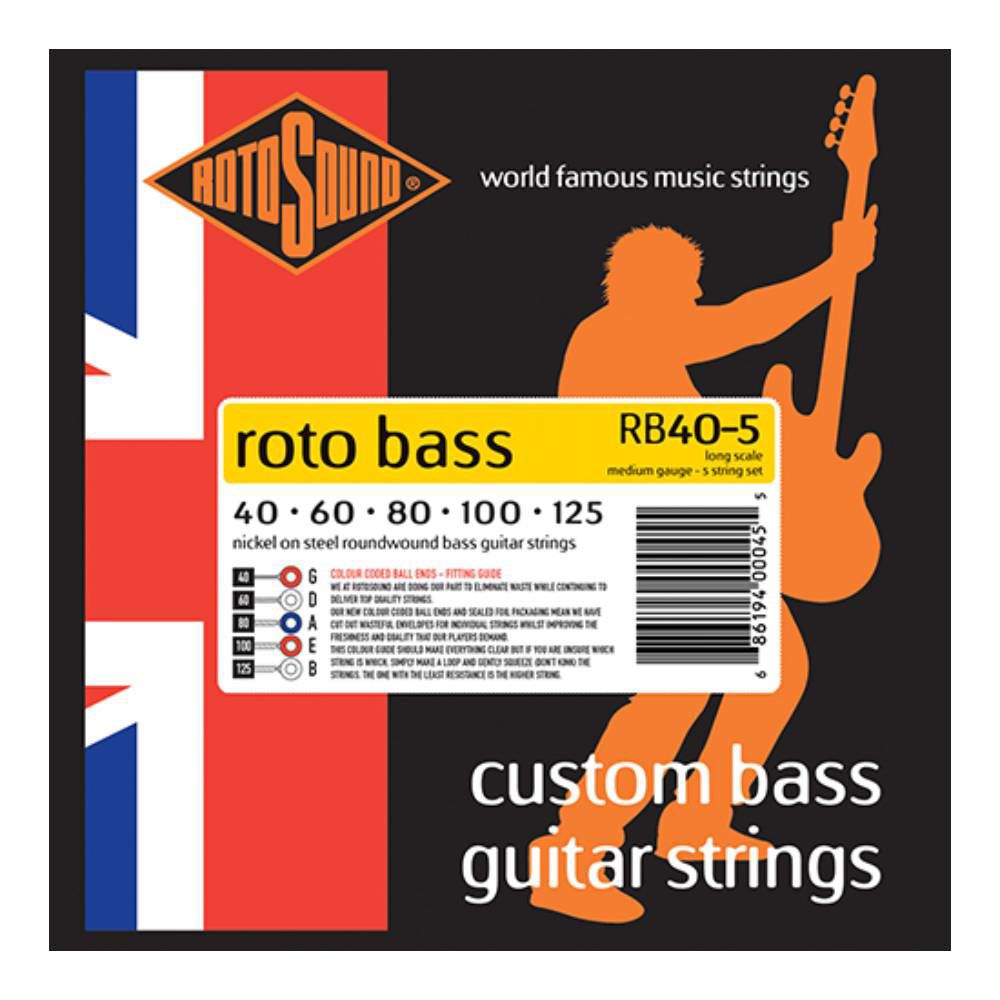 Rotosound RB405 Rotobass Medium 5 string 40-125 Electric Bass Guitar String Set