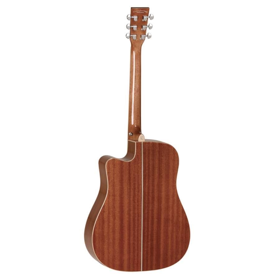 Tanglewood TW5SB Winterleaf dreadnought acoustic guitar with sunburst gloss finish and built-in pickup, showing the body and neck detail.
