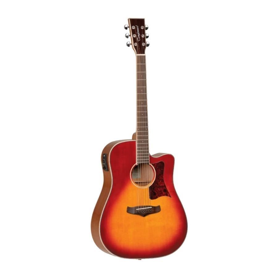 Tanglewood TW5SB Winterleaf dreadnought acoustic guitar with sunburst gloss finish and built-in pickup, showcasing the guitar's body and neck.