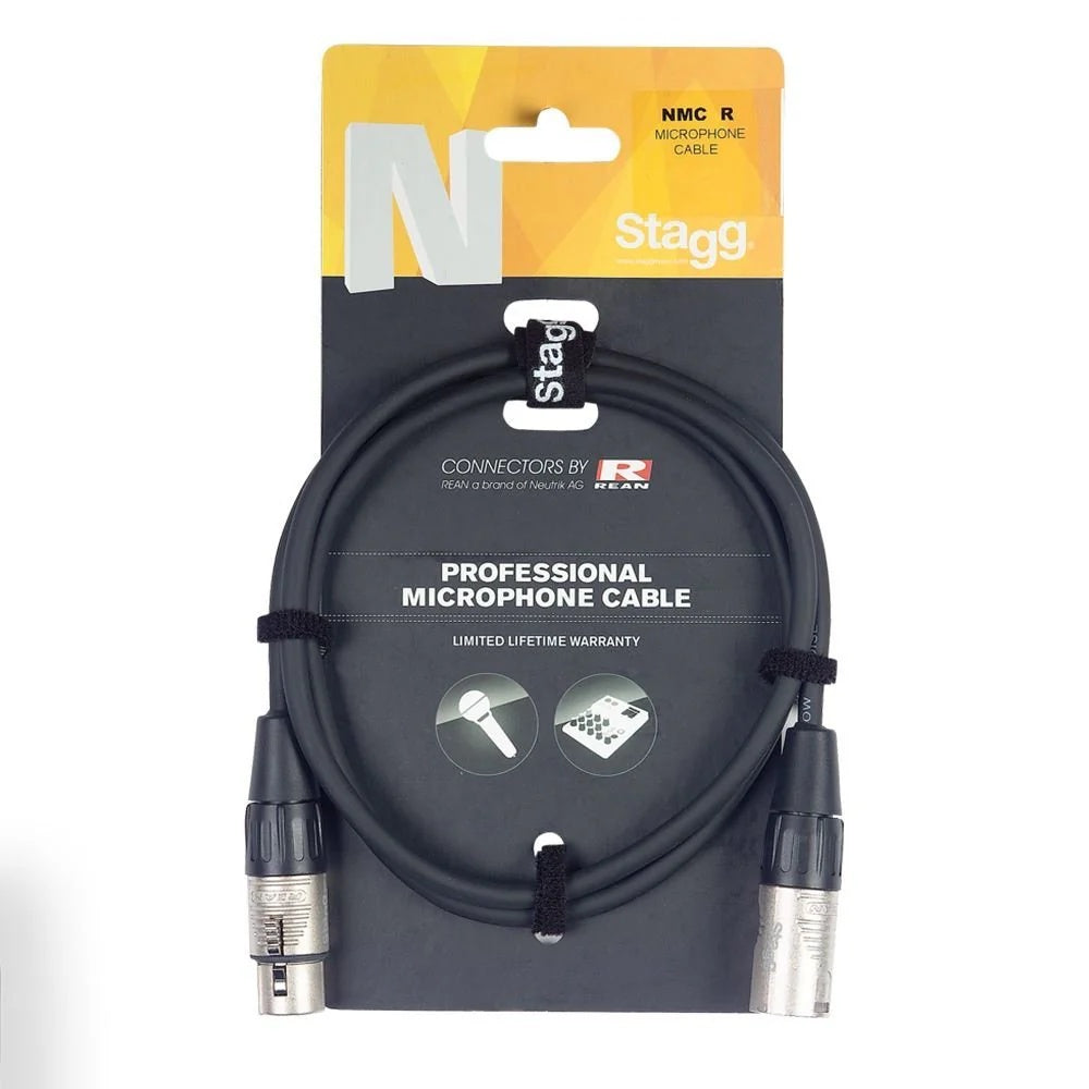 Stagg Deluxe 15m microphone cable with Neutrik and Rean connectors, designed for professional audio and PA systems.