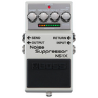 BOSS NS-1X Intelligent Noise Suppressor guitar effects pedal with controls and input/output jacks, black compact design.