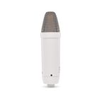 RODE NT1 Signature large diaphragm condenser microphone in white, studio microphone with sleek design and professional audio capture.