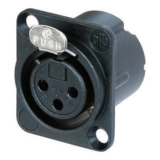 Neutrik NC3FD-LX-B Female 3pin Chassis Panel Mount Black with Gold Pins