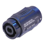 Neutrik NL4MMX Speakon 4-pole coupler for PA cables and audio connections, showing the compact black connector with metal contacts.