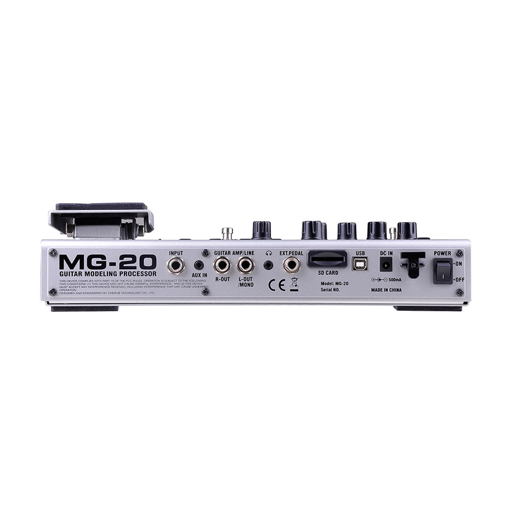 NU-X MG20 Modeling FX processor effect pedal with multiple sound effects and control knobs, used for guitar or bass.