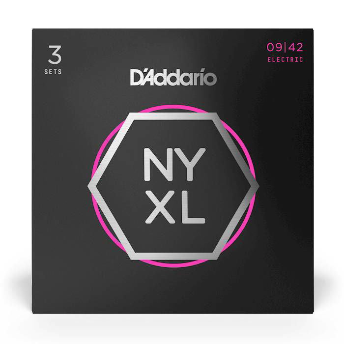D'Addario NYXL09423P 09-42 Super Light Nickel Wound Electric Guitar Strings - 3 Pack