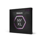 D'Addario NYXL 9.5-64 Custom Light 7-string electric guitar strings on Strandberg guitar with colorful fretboard in background