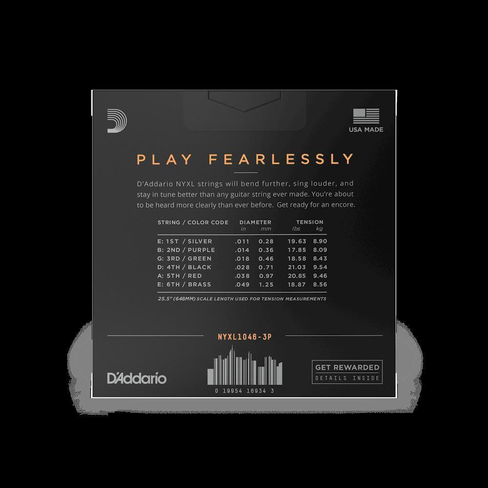 D'Addario NYXL10463P 10-46 Regular Light Nickel Wound Electric Guitar Strings - 3 Pack