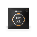 D'Addario NYXL1046BT electric guitar strings with balanced tension, 10-46 gauge, shown on a guitar in a close-up image.