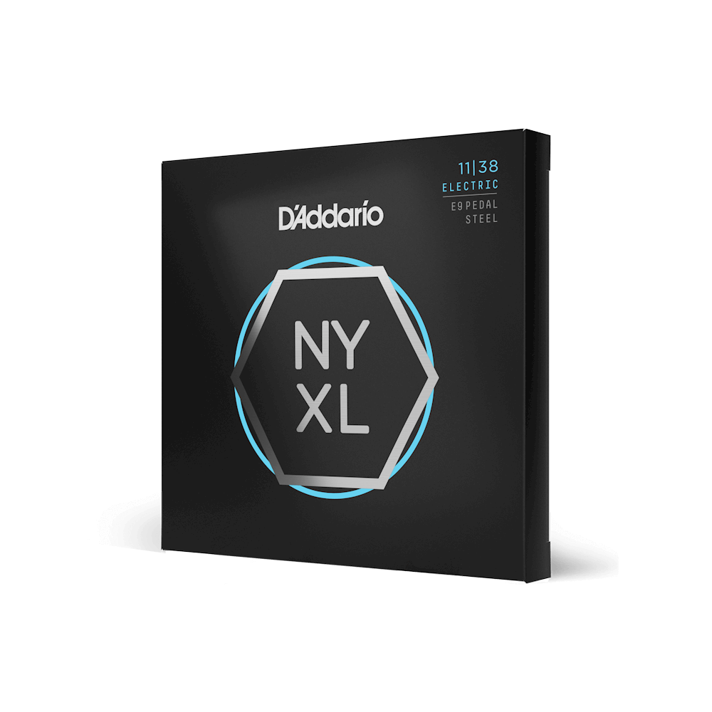 D'Addario NYXL1138PS electric pedal steel guitar strings set with 11-38 gauge, featuring durable NYXL alloy for rich tone.