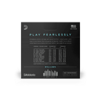 D'Addario NYXL1138PS electric pedal steel guitar strings, 11-38 gauge, aligned on a display showing the set of strings.