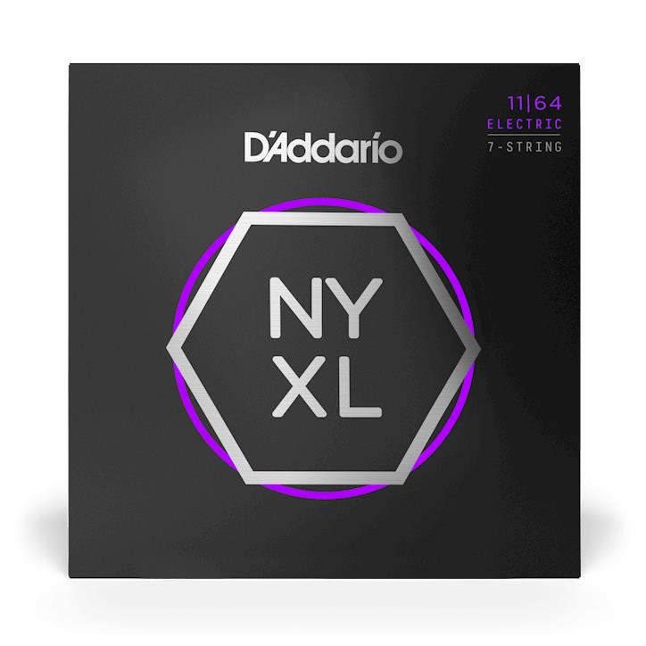 D'Addario NYXL1164 medium 7-string electric guitar strings with nickel wound, designed for durable, high-quality sound.
