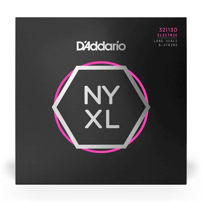 D'Addario NYXL32130 light gauge 6-string bass guitar strings set, featuring durable nickel-plated steel construction for rich tone.