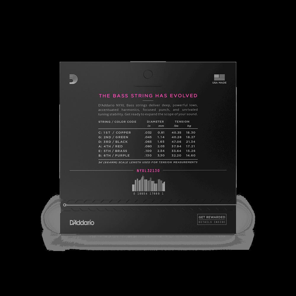 D'Addario NYXL32130 32-130 Light 6-String Bass Guitar Strings