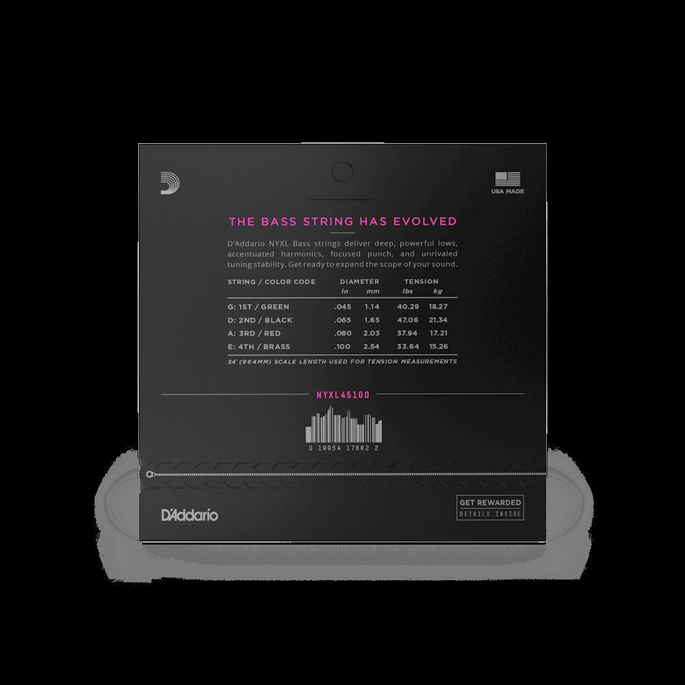 D'Addario NYXL45100 45-100 Light Bass Guitar Strings