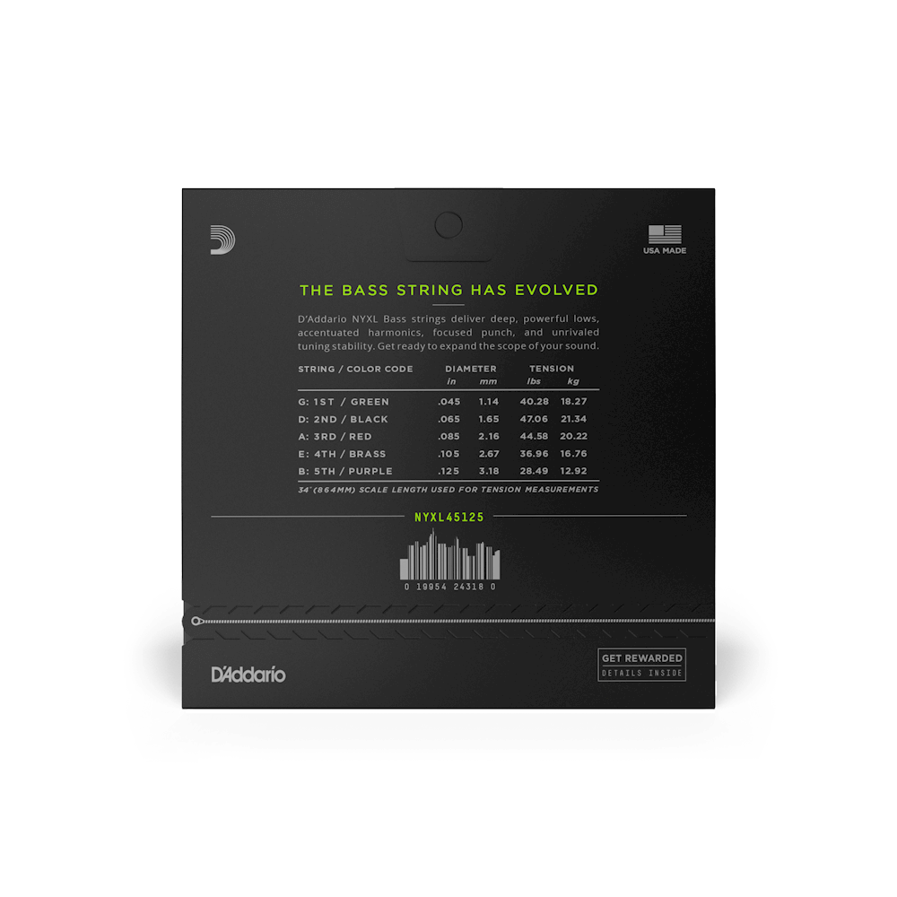 DAddario NYXL45125 5-String Bass Guitar Strings - 45-125