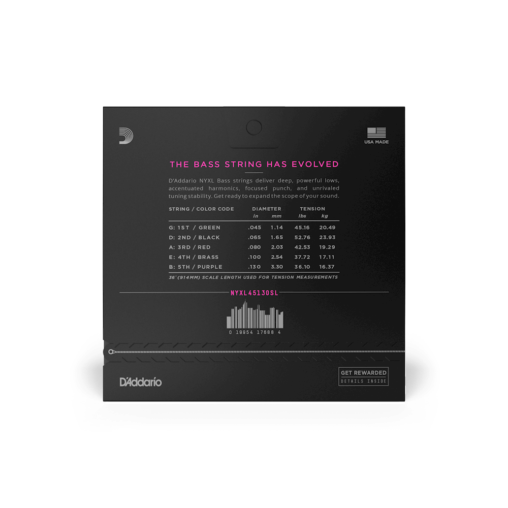 DAddario NYXL45130SL Nickel Wound Bass Guitar Strings, Regular Light 5-String, 45-130, Super Long S