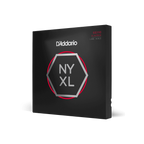 D'Addario NYXL55110 nickel wound bass guitar strings, medium gauge 55-110, long scale, shown on a bass guitar.