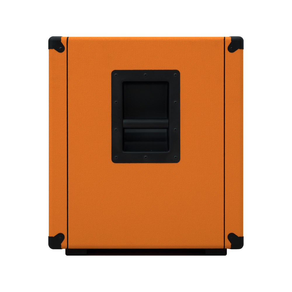 Orange OBC115C 1x15 bass speaker cabinet with orange grille and black enclosure, designed for bass amplifiers.
