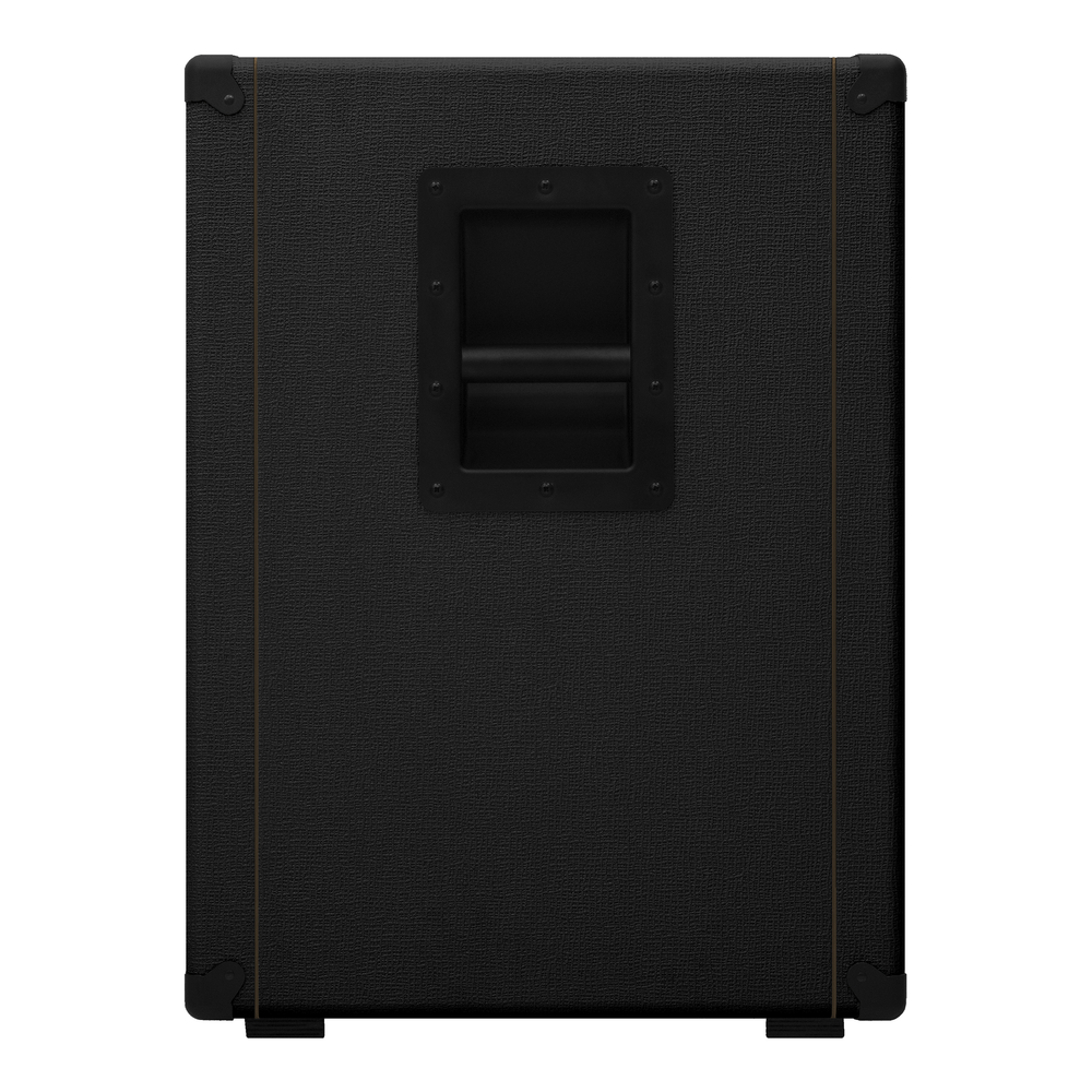 Orange OBC410C BK bass speaker cabinet in black, featuring a sturdy design and multiple speaker drivers for powerful sound.