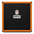 Orange OBC410C bass speaker cabinet for bass amplifiers, featuring a black grille and orange exterior with four speaker ports.