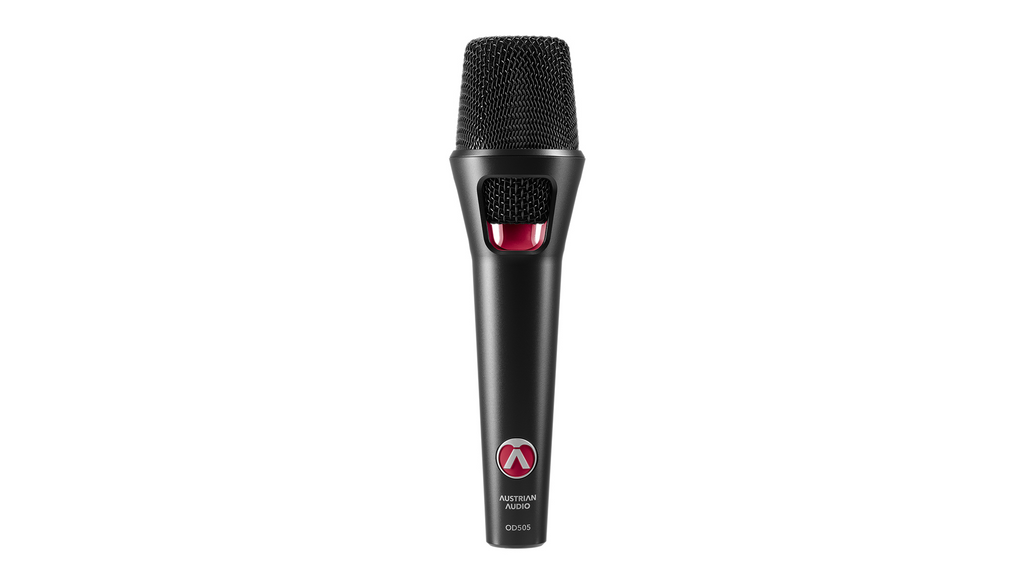 Austrian Audio OD505 active dynamic wired vocal microphone with professional grille and body for live performances.