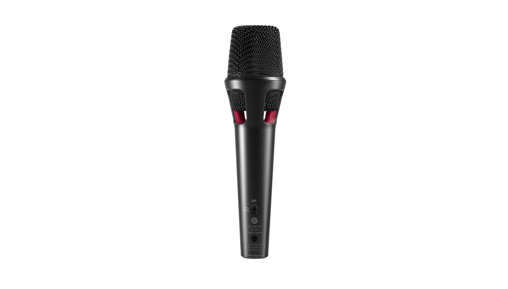 Austrian Audio OD505 active dynamic wired vocal microphone with metal grille and body, suitable for live performance use.