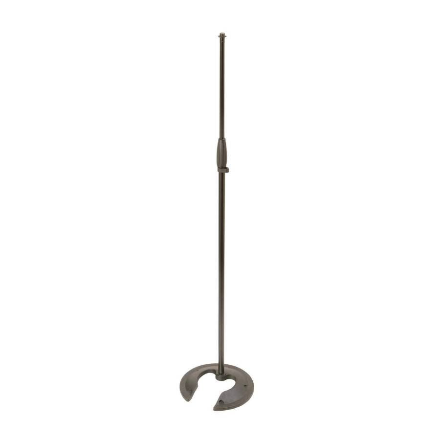 On-Stage MS7325 straight microphone stand with stackable weight base in black, adjustable height for stage and studio use