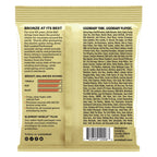 Ernie Ball Earthwood Extra Light 80/20 Bronze Acoustic Guitar Strings, close-up of packaging and strings on a guitar.