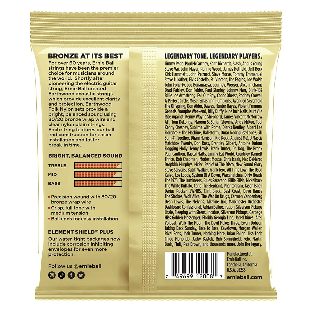 Ernie Ball Earthwood Rock and Blues acoustic strings with plain G, 80/20 bronze alloy for rich sound on acoustic guitars