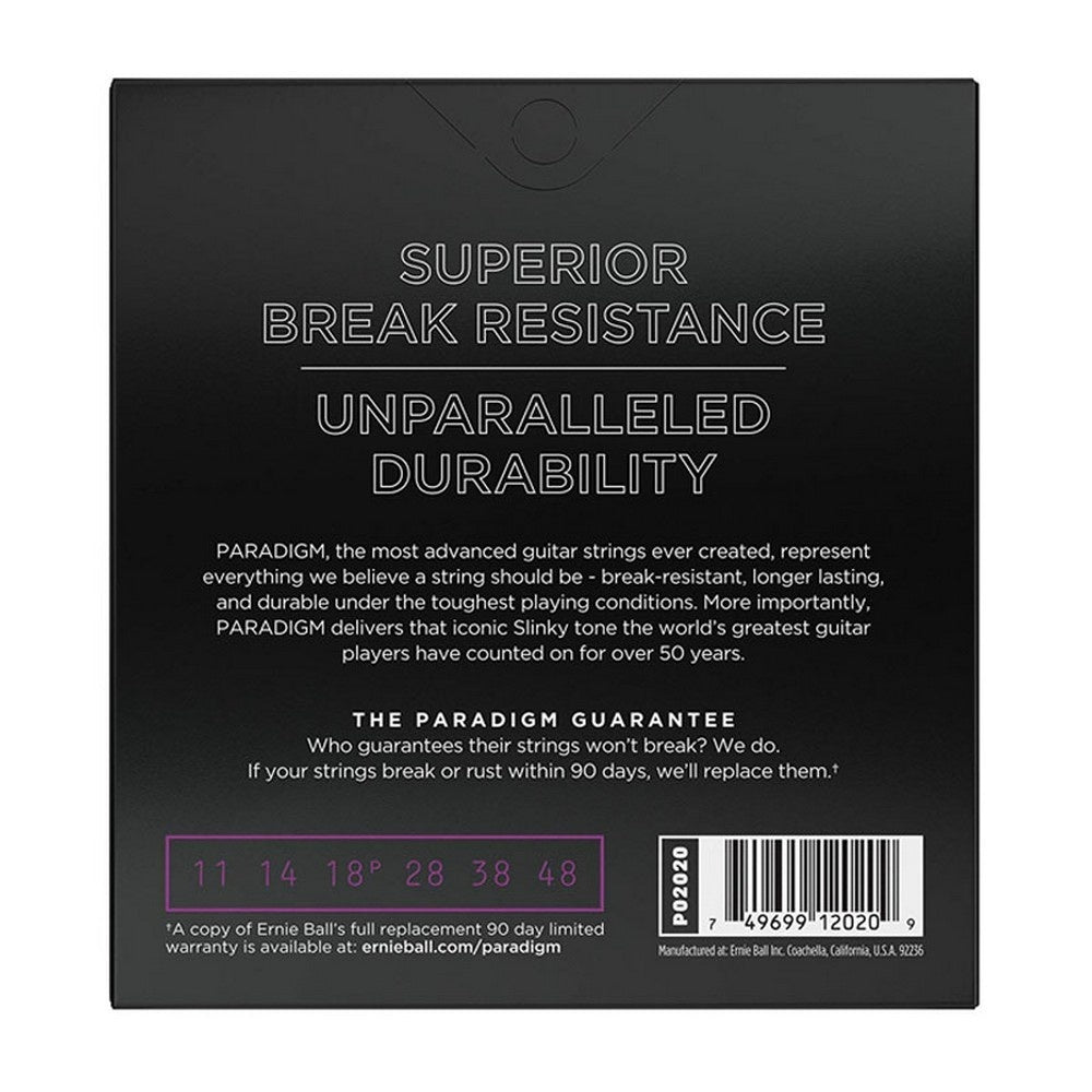 Ernie Ball Paradigm Power Slinky electric guitar strings, high-performance guitar strings on a coil, for electric guitar players.