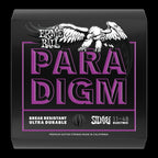 Ernie Ball Paradigm Power Slinky electric guitar strings shown on the package, designed for durable and high-quality sound.