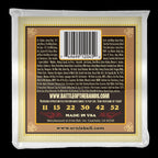 Ernie Ball Earthwood Silk & Steel acoustic guitar strings, 80/20 bronze, soft tone, six-string set, close-up of packaging and strings
