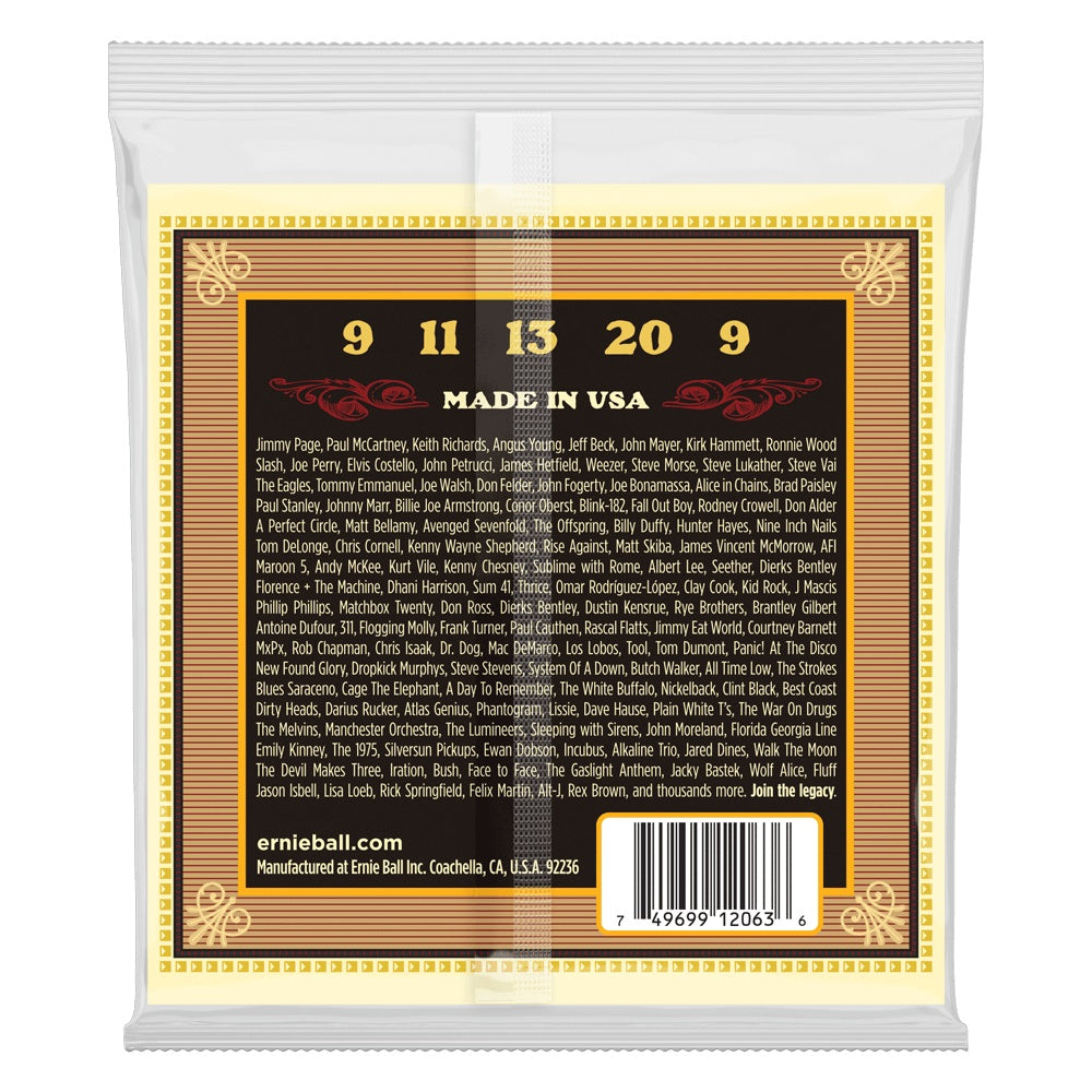 Ernie Ball Earthwood 5-string bluegrass banjo string set with loop end, made of 80/20 bronze for folk and bluegrass music.