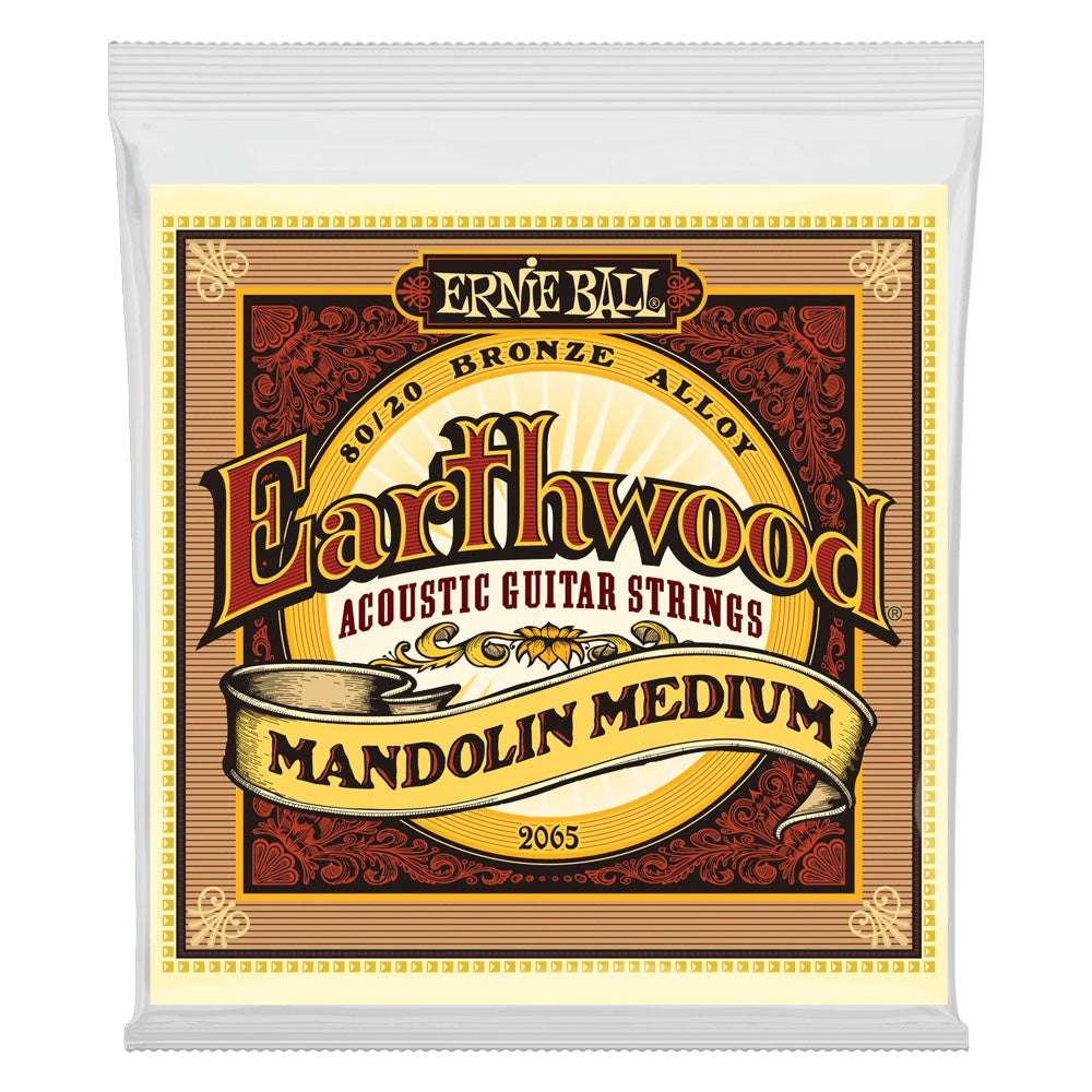 Ernie Ball Earthwood Mandolin string set with medium loop end, made of 80/20 bronze for folk and bluegrass acoustic playing.
