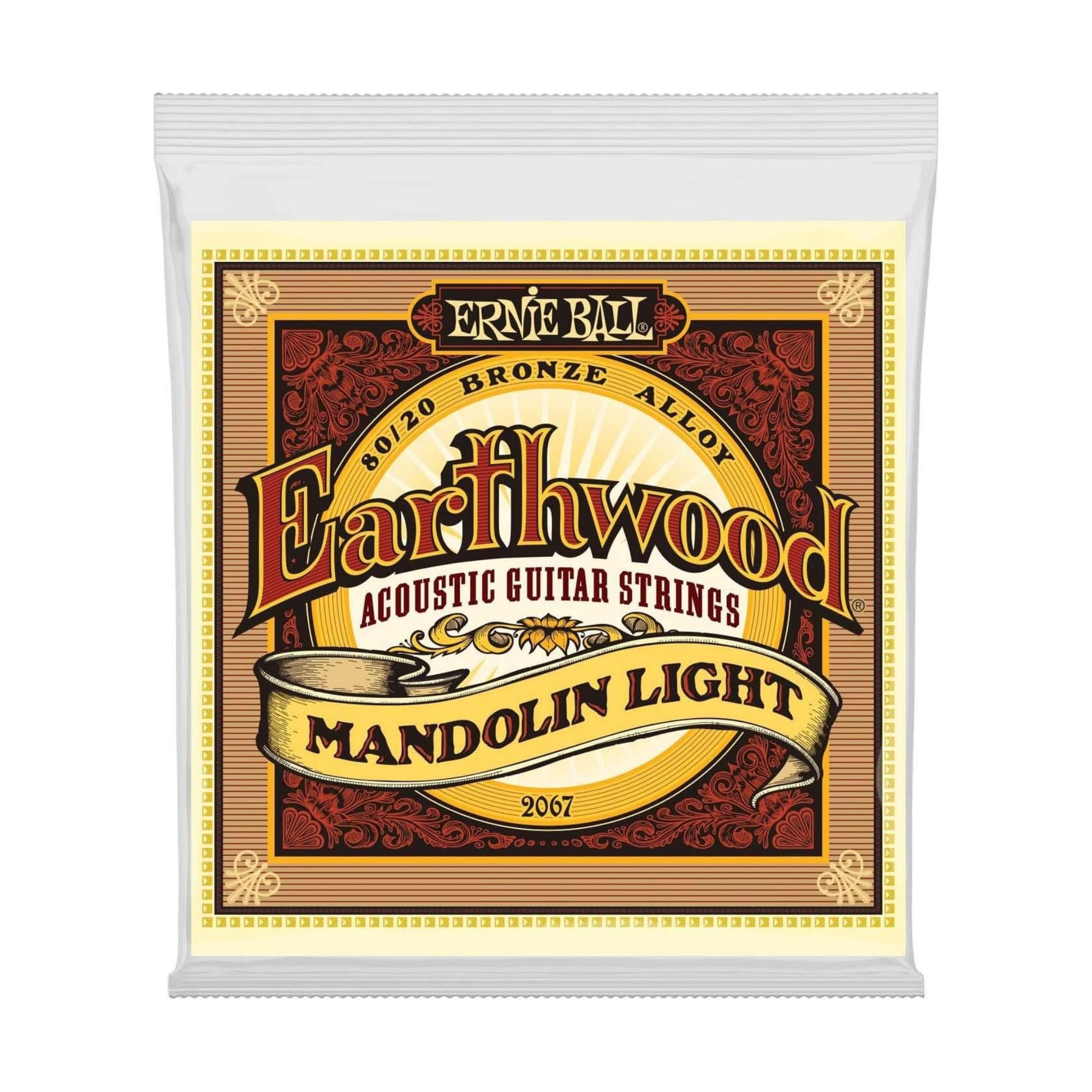 Ernie Ball Earthwood Mandolin string set with loop end, 80/20 bronze acoustic guitar strings, for folk and bluegrass instruments