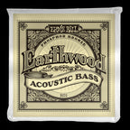 Ernie Ball Earthwood phosphor bronze acoustic bass strings, six-string set, with wound metal and clear packaging visible.