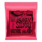 Ernie Ball 2226 Burly Slinky nickel wound electric guitar strings, 11-52 gauge, arranged on a guitar neck.