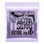 Ernie Ball 2227 Ultra Slinky Nickel Wound Electric Guitar Strings, 10-48 gauge, shown on a guitar.