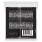 Ernie Ball E2246 10-46 Regular Slinky electric guitar strings on a guitar, showcasing the steel construction and packaging.