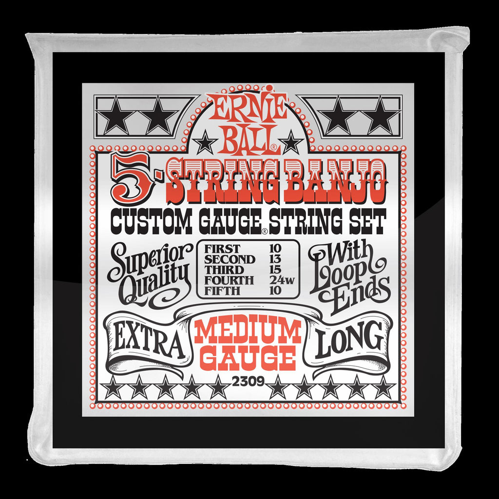 Ernie Ball 2309 Medium 5-String Loop End Stainless Steel Banjo Guitar Strings